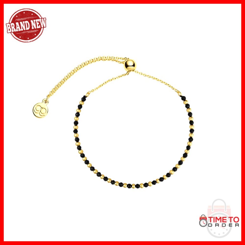 Adjustable Beaded Bracelet Genuine Gemstones Gold Plated Elegant Minimal Chic
